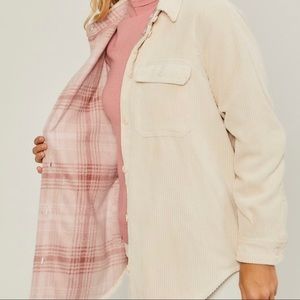 Corduroy Reversible Shacket Women's Plaid Jacket chaqueta de pana franela mujer